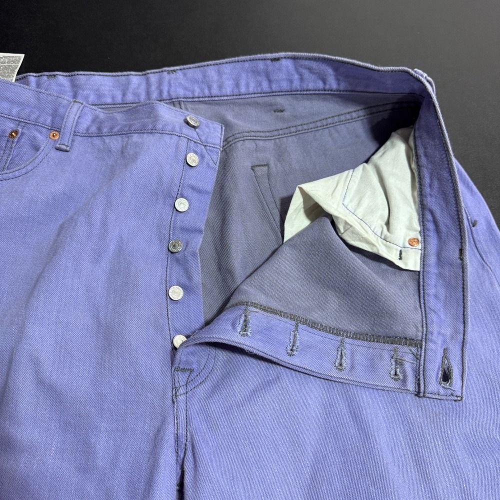 Levi's 501 Original Fit Jeans Mens 44x30 Purple Solid Denim Button Fly 1771 - Picture 4 of 8